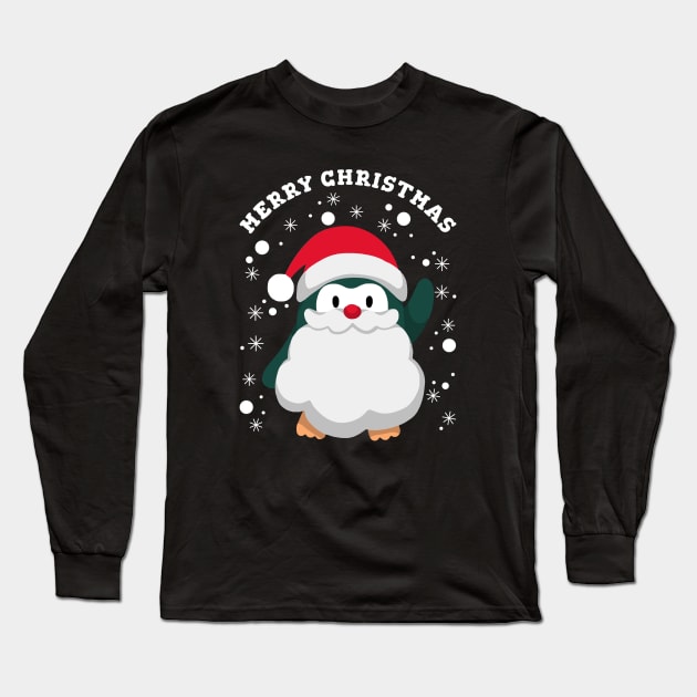 Christmas Penguin Long Sleeve T-Shirt by MONMON-75